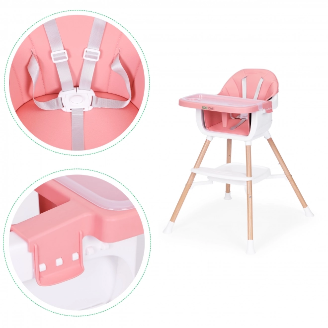 2-in-1 Hochstuhl und Stuhlsitz, pink, Ecotoys