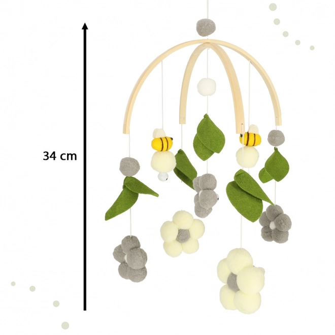 Drehscheibe fürs Babybett mit Plüschbienen und Blumen