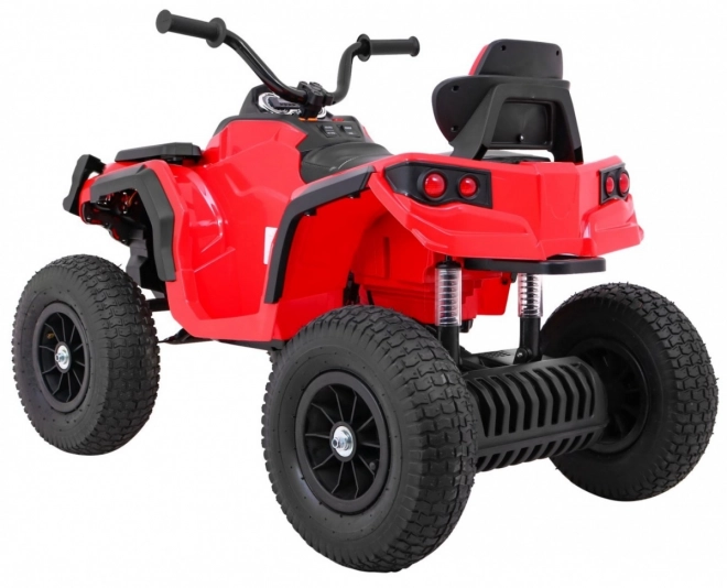 Kinderbatterie-Quad Rot + aufblasbare Räder + MP3-Radio + langsamer Start