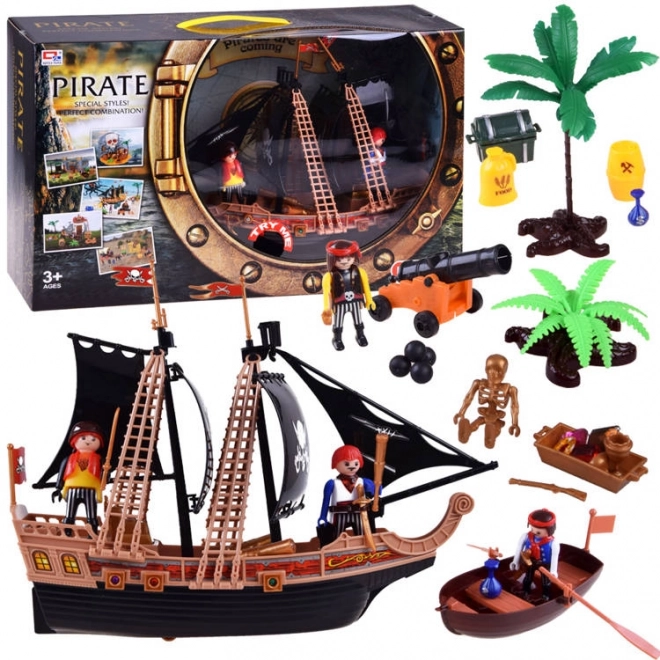 Piraten-Schiffsspielset mit Figuren und Kanone