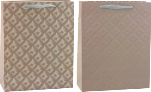 Geschenktasche mit Relief beige 32 x 26 x 10 cm