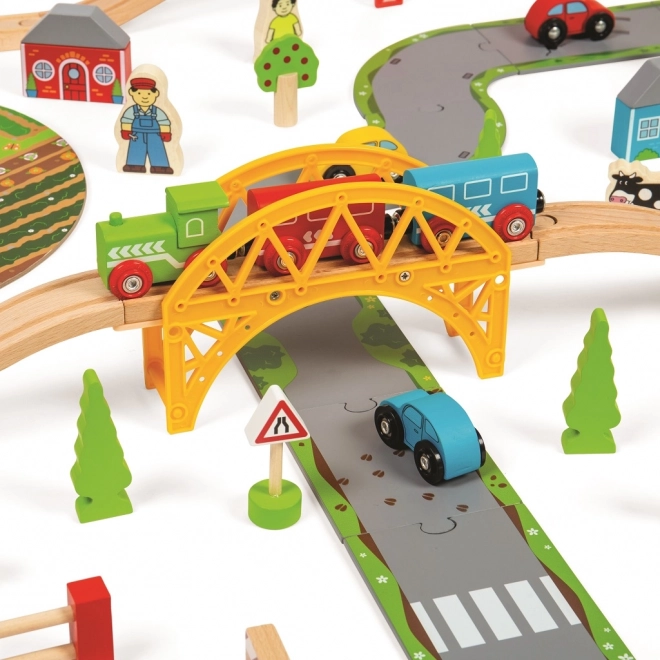 Bigjigs Rail Holz-Eisenbahn mit Landschaft 80-teilig