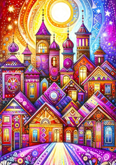 Puzzle Lila Stadt 1000 Teile