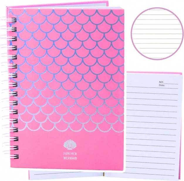Notizbuch mit Meerjungfrauenmotiv A6, rosa, 80 Seiten