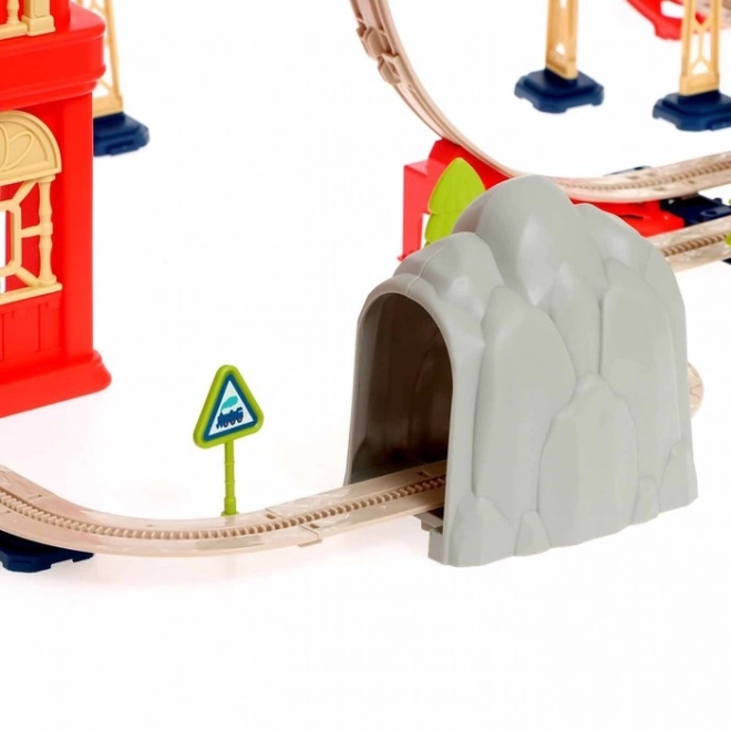 Woopie elektrische eisenbahn 2-in-1 faltbar in einem koffer 87 teile - 3,5 m länge