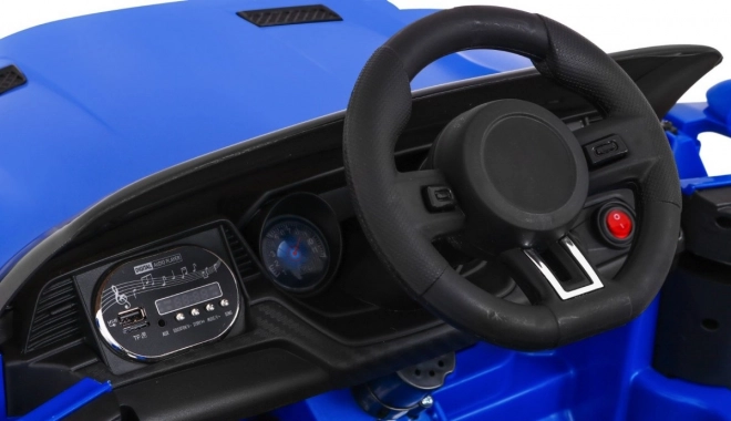 GT Sportwagen für Kinder blau + Fernbedienung + langsamer Start + Gepäckträger + MP3 LED-Diode