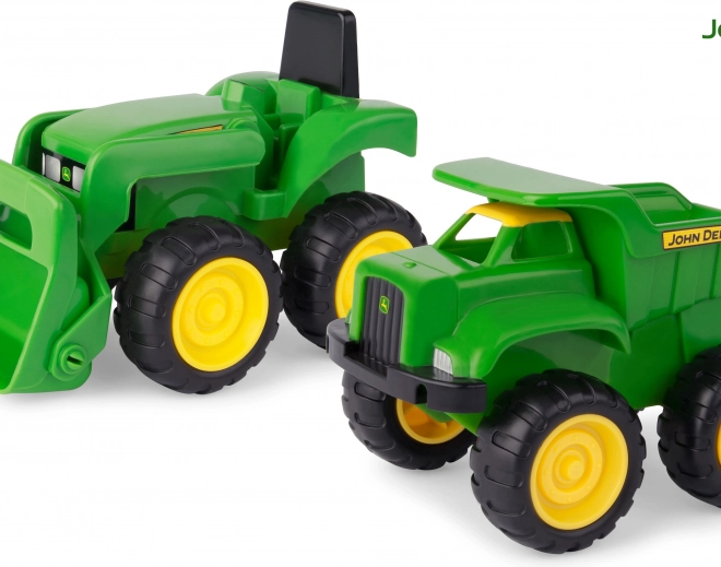 John Deere Spielzeugtraktor mit Anhänger 16 cm