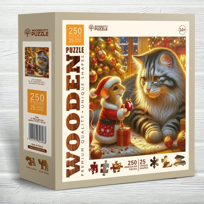 Katzen- und Mäusepuzzle aus Holz 250 Teile