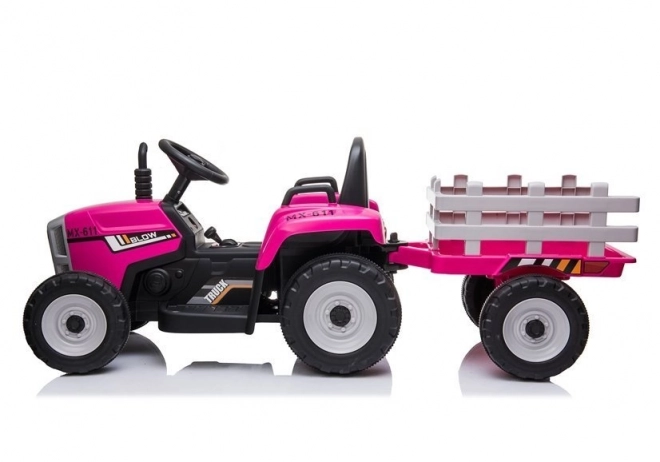 Traktor auf Akku mit Anhänger Rosa