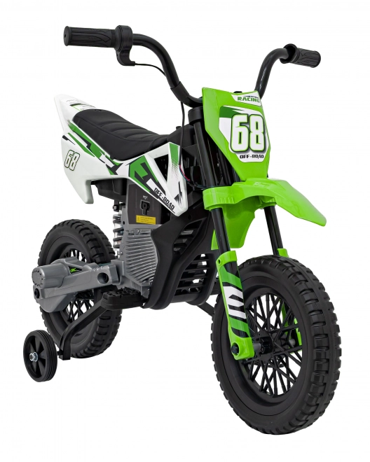 Grünes Kinder-Motorrad mit Batterie, Audiopanel und EVA-Rädern