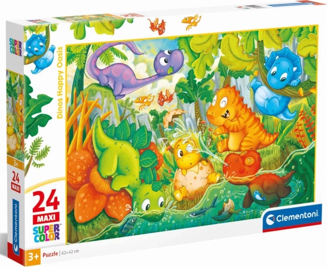 Clementoni Puzzle Glückliche Dinosaurier-Oase Maxi 24-teilig