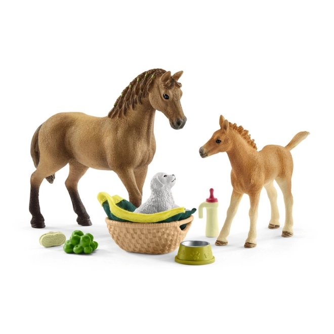 Schleich Horse Club Set: Fohlen und Quarter Horse mit Welpen und Zubehör