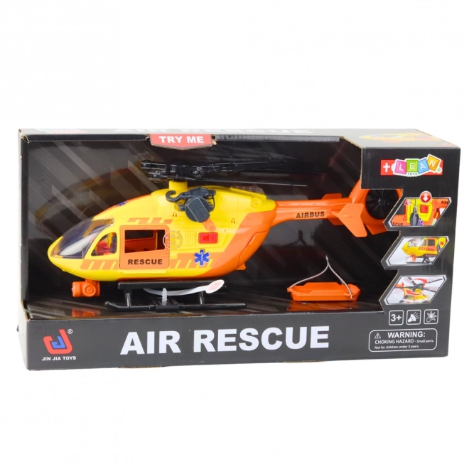 Rettungshubschrauber mit Haken und Trage, Licht & Sound, orange 1:12