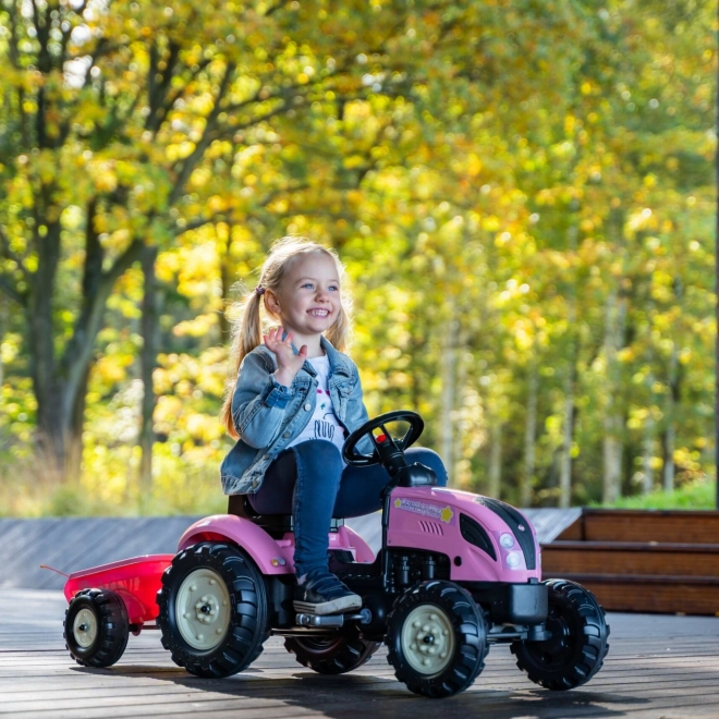 Trettraktor County Star mit Anhänger in Rosa