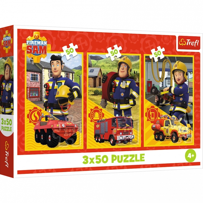 Puzzle 3x50 Feuerwehrmann Sam – Feuerwache-Team