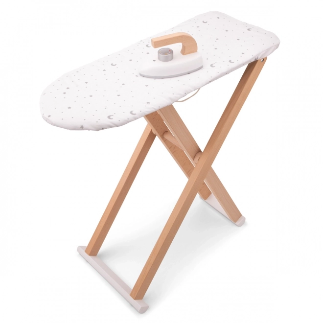 Holz-Kinderbügelbrett und Bügeleisen