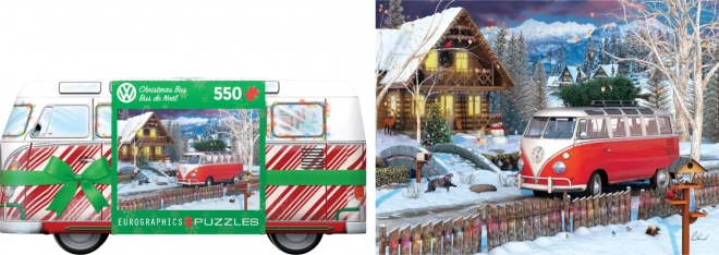 Weihnachtlicher Volkswagen-Bus Puzzle in Metalldose