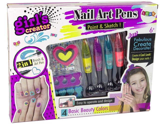 4 farbige Nagellackstifte für präzises Verzieren