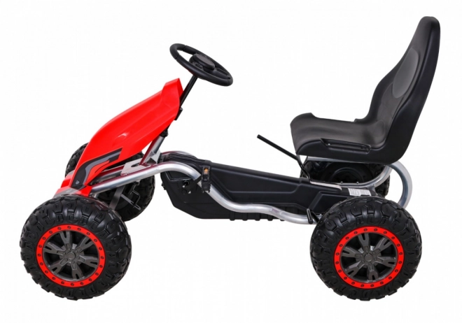 Großes Tretauto STRONG für Kinder Rot + 100 kg Belastung + EVA Räder + Handbremse + Sportsitz