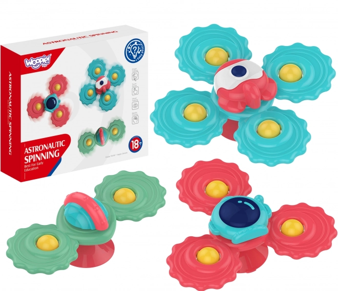 Woopie spinner-spielzeug mit saugnapf, set 3-teilig