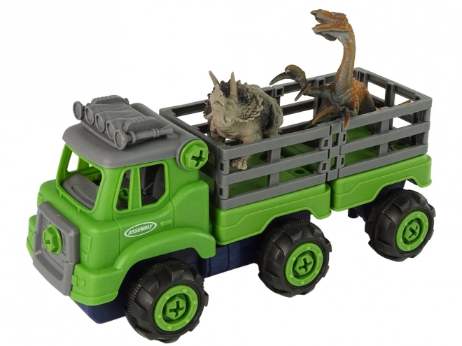 Transporter-LKW mit Dinosauriern und Schraubwerkzeug