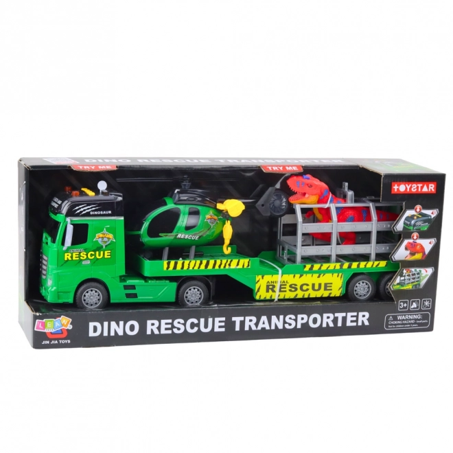 Rettungsset mit LKW, Hubschrauber und Dinosaurier
