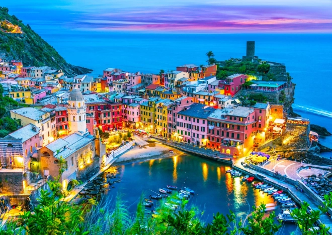 Puzzle Vernazza bei Sonnenuntergang, Cinque Terre, Italien 1000 Teile