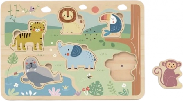 Tooky Toy Holz Interaktives Puzzle Tiere