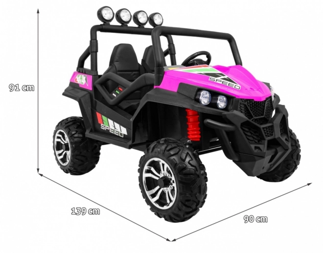Kinder-Geländebuggy Grand Lift rosa + Allradantrieb + Fernbedienung + Gepäckträger + Radio MP3 + LED Leuchte