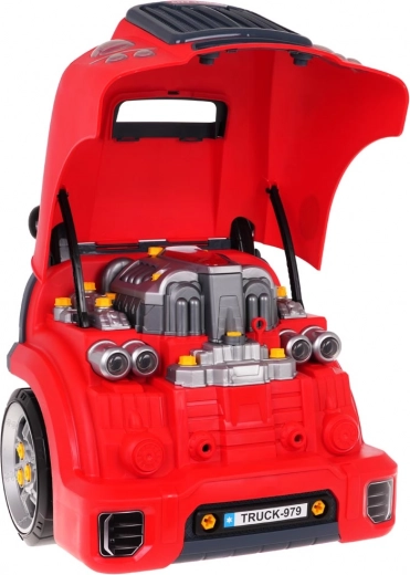 Öffnende Motorhaube und zerlegbarer Motor