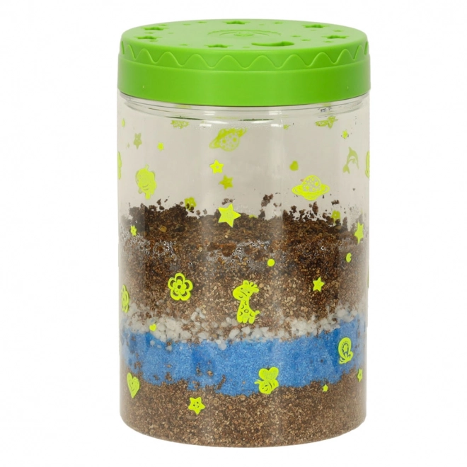 Terrarium zum Pflanzenanbau mit LED-Lampe und Dinosauriern