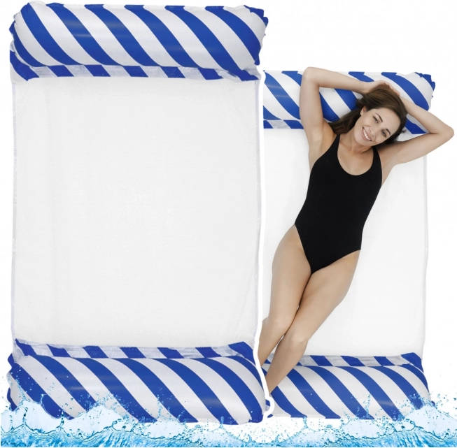 Aufblasbare Wasserhängematte weiß-marineblau 120x70cm