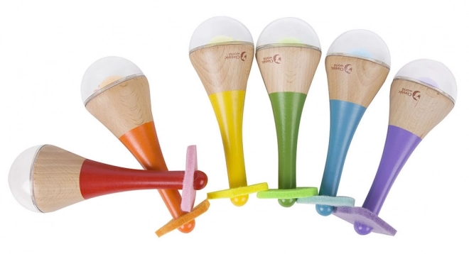 Klassik Welt Holzrassel 2-in-1 Instrument Regenbogen Maraca