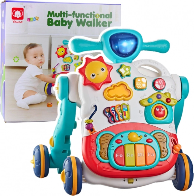 Interaktiver Lauflernwagen und Rutscher 3-in-1 blau