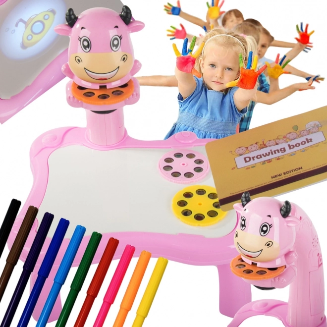 Lernprojektionstisch für Kinder in Rosa