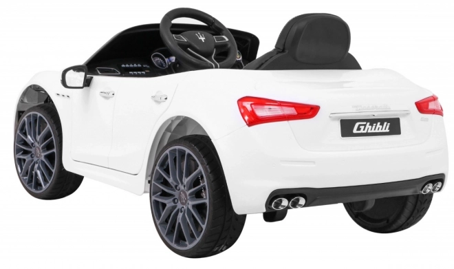 Maserati Ghibli Batterie für Kinder Weiß + Fernbedienung + Langsamer Start + EVA + MP3 USB + LED