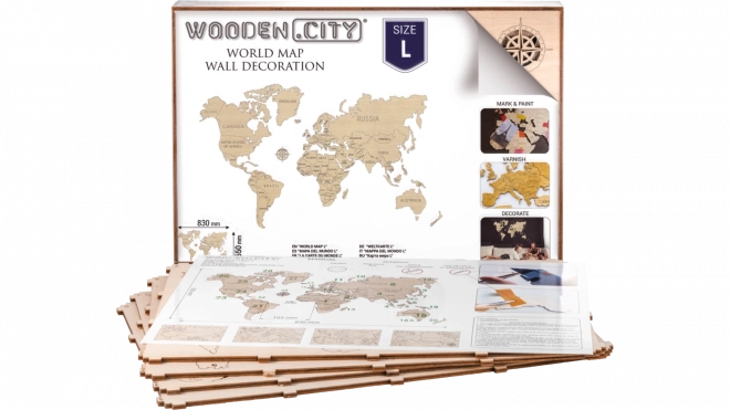 Holz-Weltkarte WOODEN CITY groß