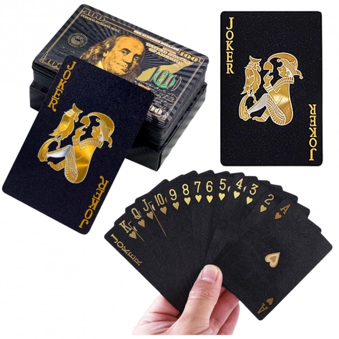Schwarze Plastik-Spielkarten mit elegantem Design, 54 Karten