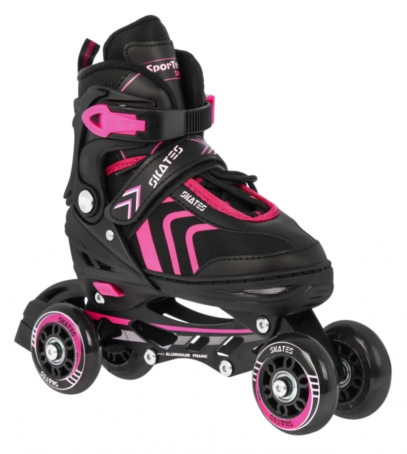 4-in-1 Rollschuhe, Schlittschuhe, Skates Set für Kinder Größe 29-33 Pink – Rosa