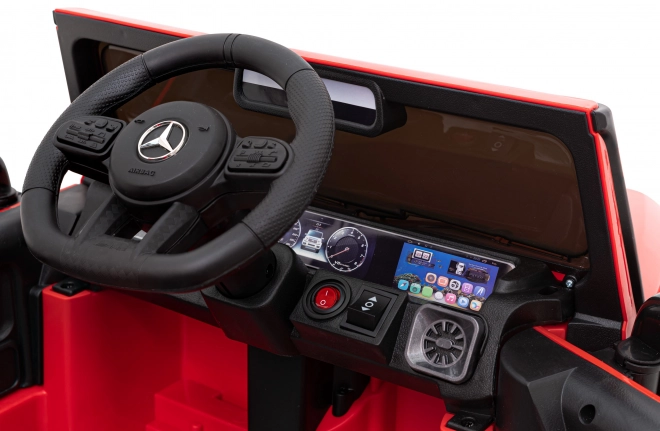 Mercedes AMG G63 für Kinder Rot + Fernbedienung + MP3 LED + Langsamer Start + EVA + Gurte