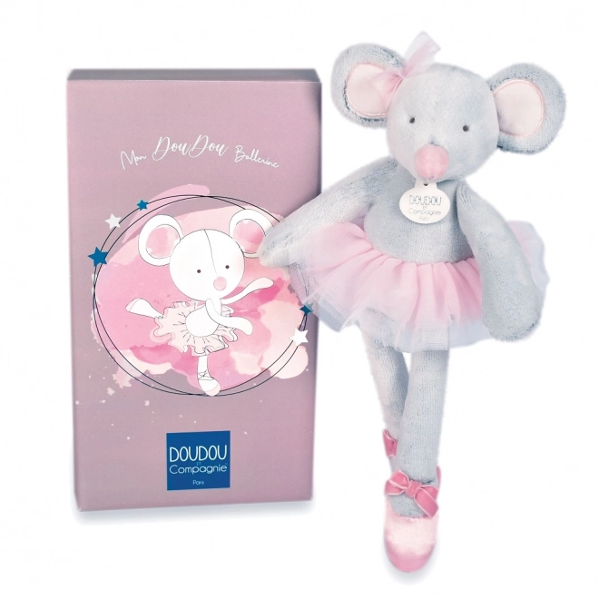 Doudou Geschenkset - Graue Ballerina-Plüschmaus 30 cm