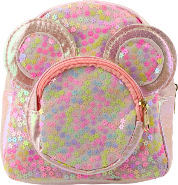 Rosa Kinder-Rucksack mit Pailletten und Mäuseohren