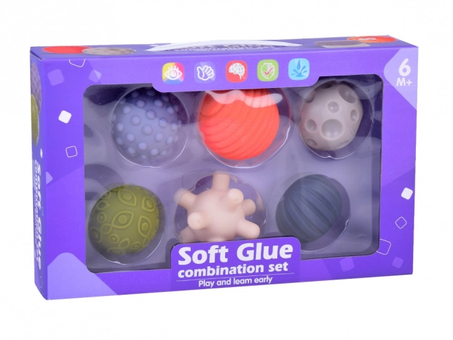 Set aus 6 sensorischen Gummibällen