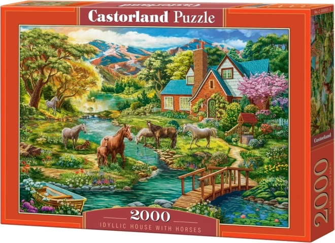 Puzzle Idyllisches Haus mit Pferden 2000 Teile