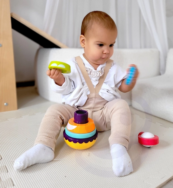 Woopie Baby Sensorisches Spiel Pyramidenstapel für Babys 6-teilig