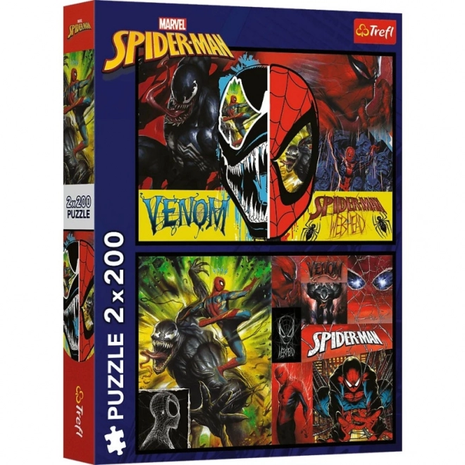 Puzzle 2x200 Teile Tag und Nacht von Spiderman