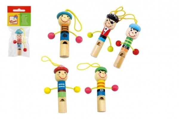 Bunte Holzpfeife mit fröhlichen Figuren