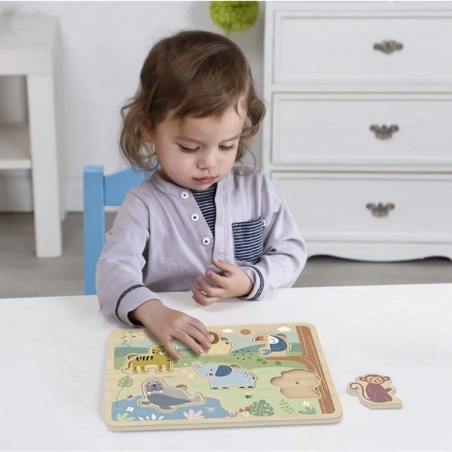 Tooky Toy Holz Interaktives Puzzle Tiere