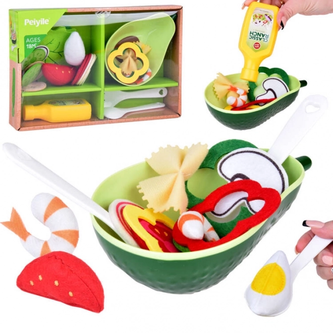 Salatmachenset Schüssel Avocado Gemüsebesteck