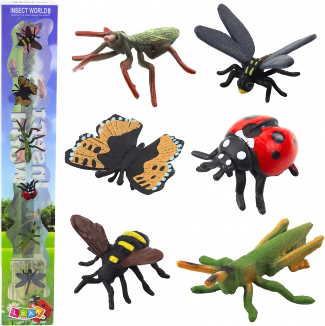 Set Mini-Insektenfiguren Wespe Gottesanbeterin Marienkäfer 4-6cm 6 Stück